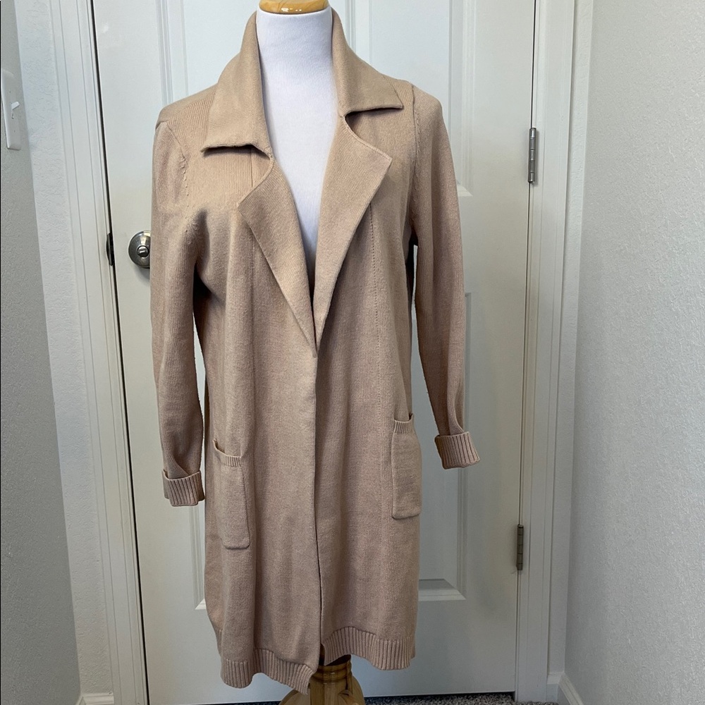 LuLaRoe Laura Beige Taupe Longline Lapel Open Cardigan Sweater Medium